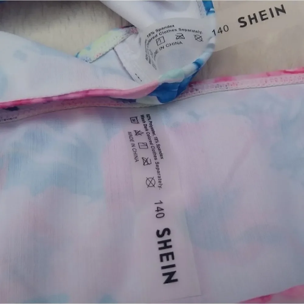 Cute girls pink white blue floral flowers x back bikini ruffles swim suit summer